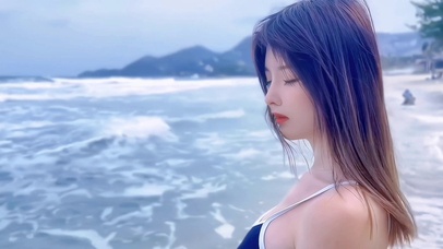 海滩唯美治愈清纯美少女小甜妹