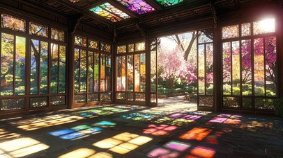 唯美清新园林庭院风景