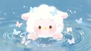萌萌小羊涟漪水波蝴蝶