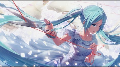 蓝发治愈白裙少女