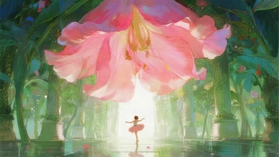 花朵下女孩