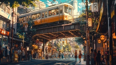 穿梭于城市的铁轨