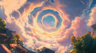 穿越梦幻浪漫旋转云层