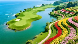 绿色护眼海边花草