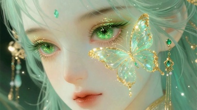 绿发蝴蝶古风少女