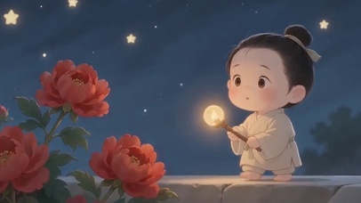夜色下的牡丹