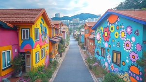 静谧彩色建筑街道