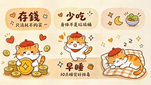可爱橘猫自律励志插画壁纸