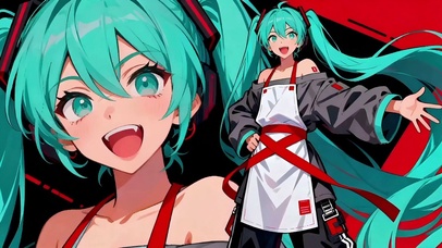 蓝绿双马尾女孩