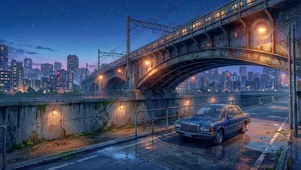 桥底下的老轿车