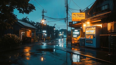 静谧城市街头清冷雨夜