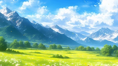 护眼草地花草树木带鱼屏