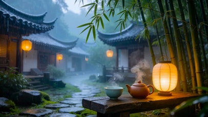 国风雨天竹子