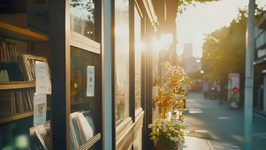 城市落日黄昏静谧街道