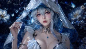 蓝发梦幻少女动态壁纸