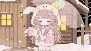 冬日雪夜兔耳女孩