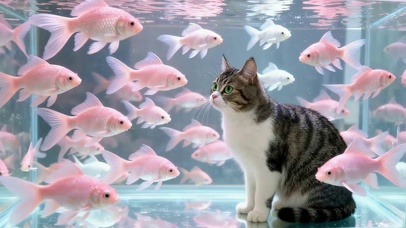 赏鱼的猫咪
