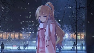 冬天公园的少女