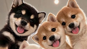  三只小柴犬