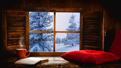 冬季暴风雪木屋