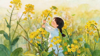 采油菜花的女孩