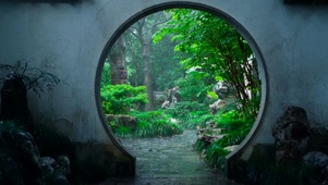 雨天庭院