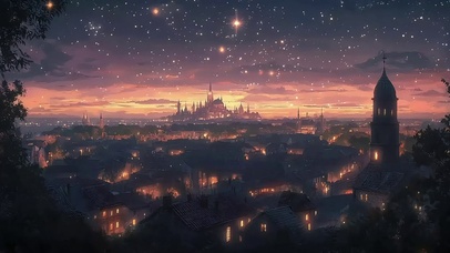 俯瞰夜空星河城市建筑