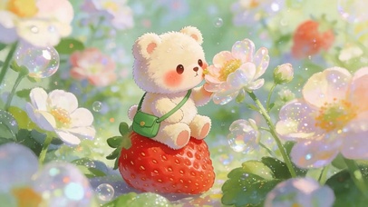 花丛中小熊