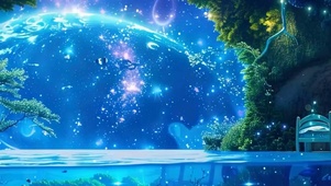 夜色星球河流带鱼屏