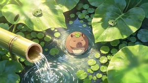 森林流水边卡皮巴拉