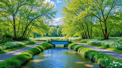 清新林间溪流自然美景