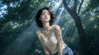 树荫下可爱女孩