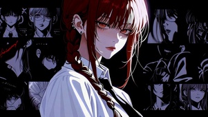 酷飒红发二次元美少女