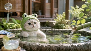 夏日庭院纳凉猫咪