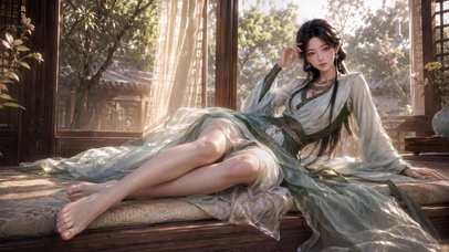 古风清雅窗边汉服美人