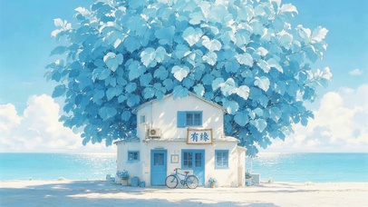 蓝色系海边小屋