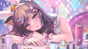 萌系兽耳化妆少女