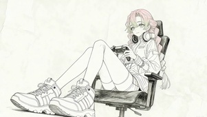 线稿黑白素描甘露寺电玩少女