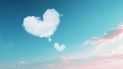 唯美治愈心形云朵