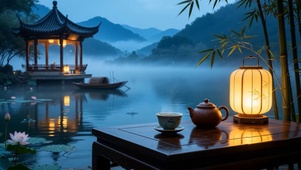 国风山水湖畔