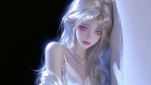 冰蓝夜绪银丝少女