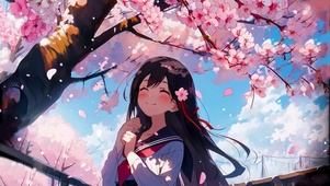 樱花树下的女孩