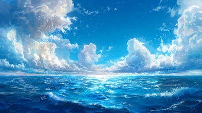 蓝天白云海景