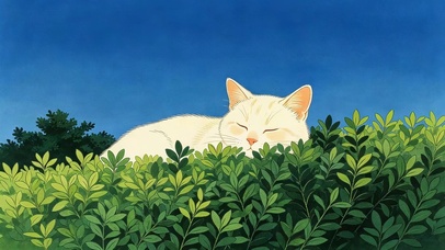 绿叶从猫咪