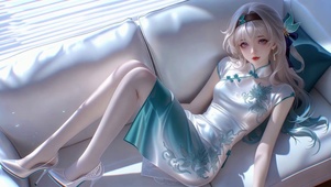 白瓷青釉旗袍少女流萤