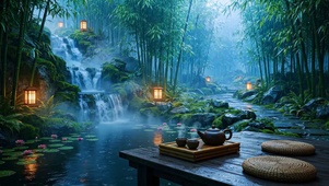 幽静竹林雨景