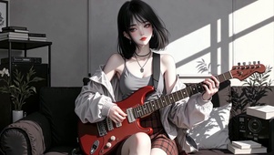气质短发吉他少女