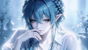 蓝发精灵少女