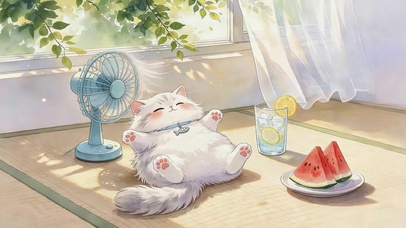 夏日乘凉的猫咪
