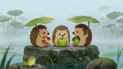 雨天躲雨的小刺猬